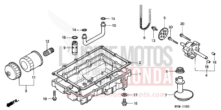 OELPUMPE/OELWANNE von CB1300 Super Bold'or ABS SCHWARZ (NH1) von 1999